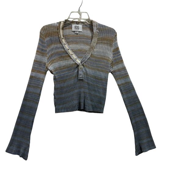 BDG Urban Outfitters Ribbed Striped Long Sleeve Henley M baby t Bella swan - Picture 2 of 8